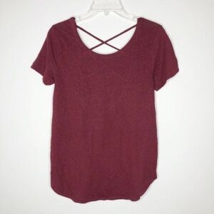 CHASER Linen Criss Cross Short Sleeve Tee 